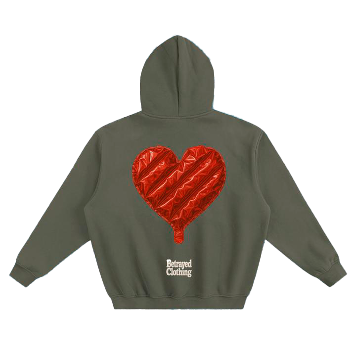Sudadera gris oscura oversize con gráfico de corazón globo en la espalda - Betrayed Clothing.