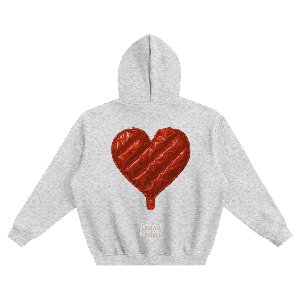 Sudadera gris oversize con diseño de corazón en forma de globo en la espalda - Betrayed Clothing.