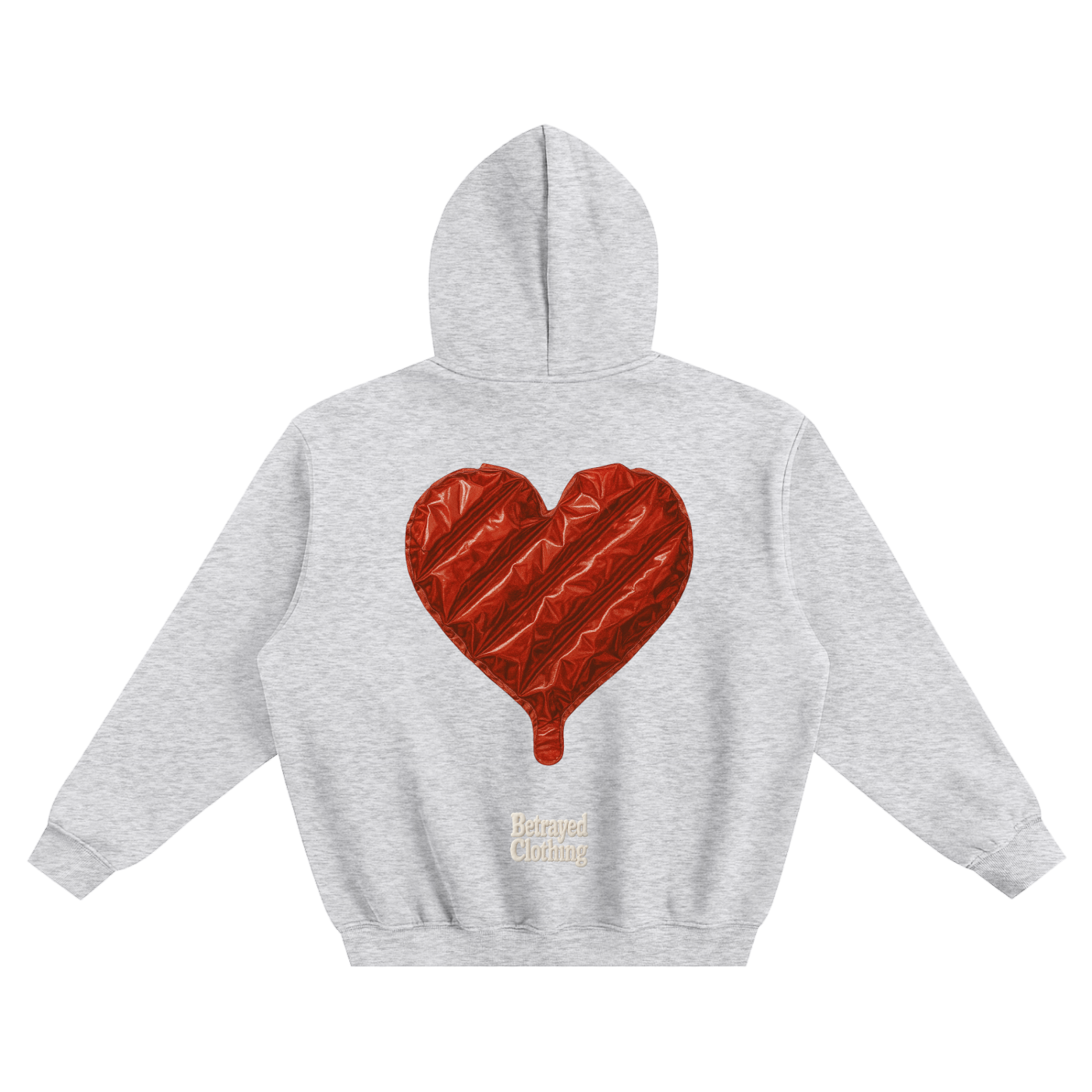 Sudadera gris oversize con diseño de corazón en forma de globo en la espalda - Betrayed Clothing.