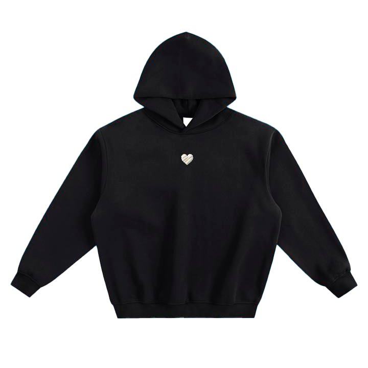 Vista frontal de la sudadera negra oversize de algodón premium - Betrayed Clothing